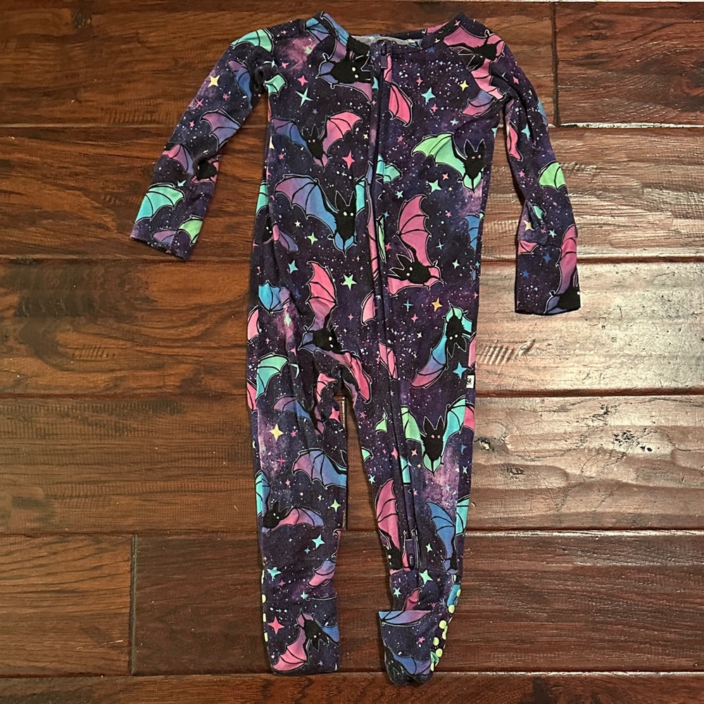 Bums & Roses Colorful Halloween Bats  Kids Bamboo Footie Pajamas